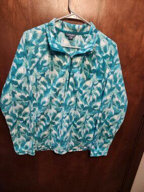 Eddie Bauer Polar Fleece 1/4 Zip Jacket Womens M Green Ikat Gorpcore Hiking